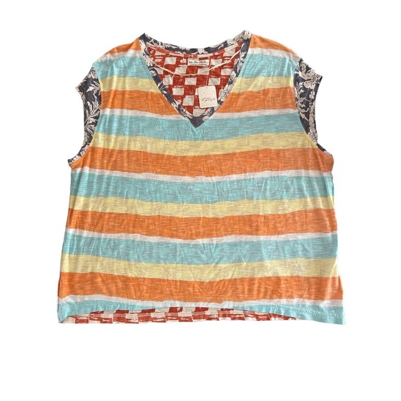 Free People Multicolor Striped Short Sleeve Tee - Picture 3 of 4